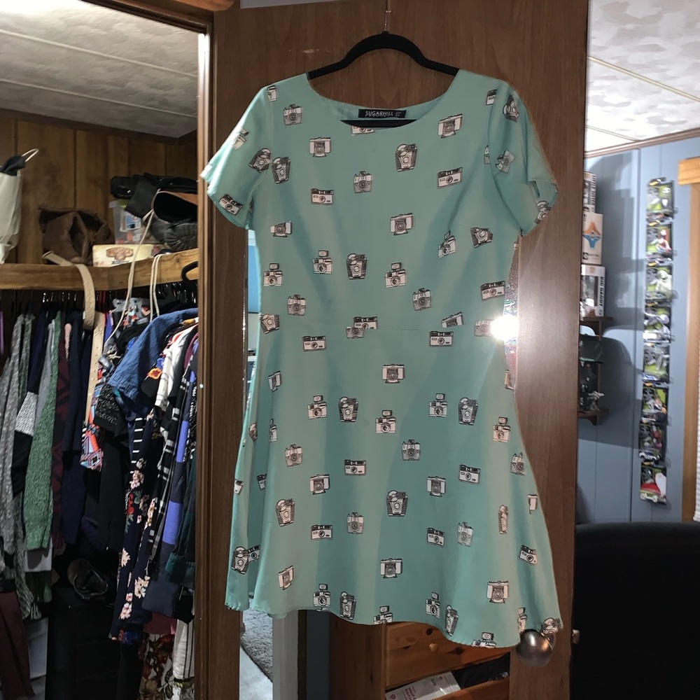 Teal Camera Dress